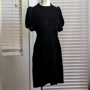 1940s FOGA Black Velvet Dress